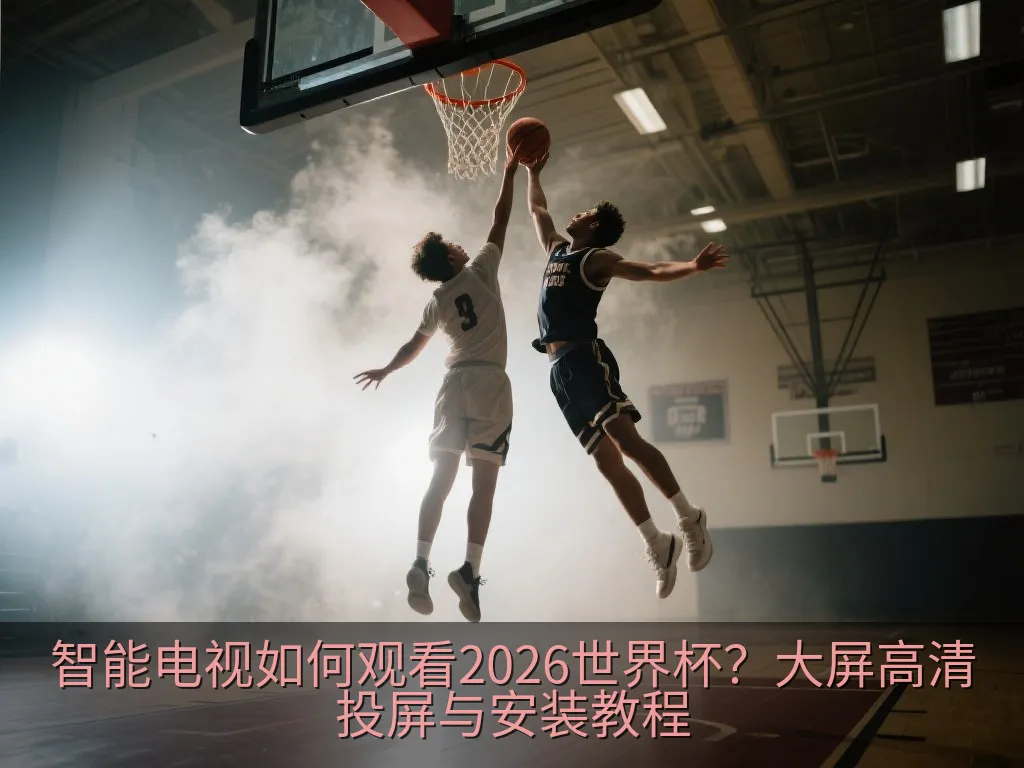 手持智能手机进行无线投屏操作，背景为客厅大屏幕电视
